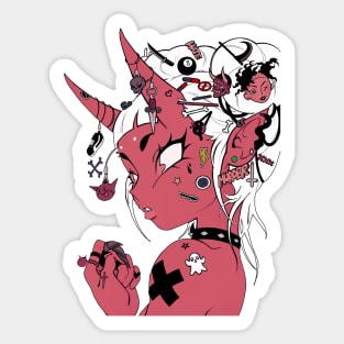 Vaporwave Evil Cyberpunk Cool Girl Sticker